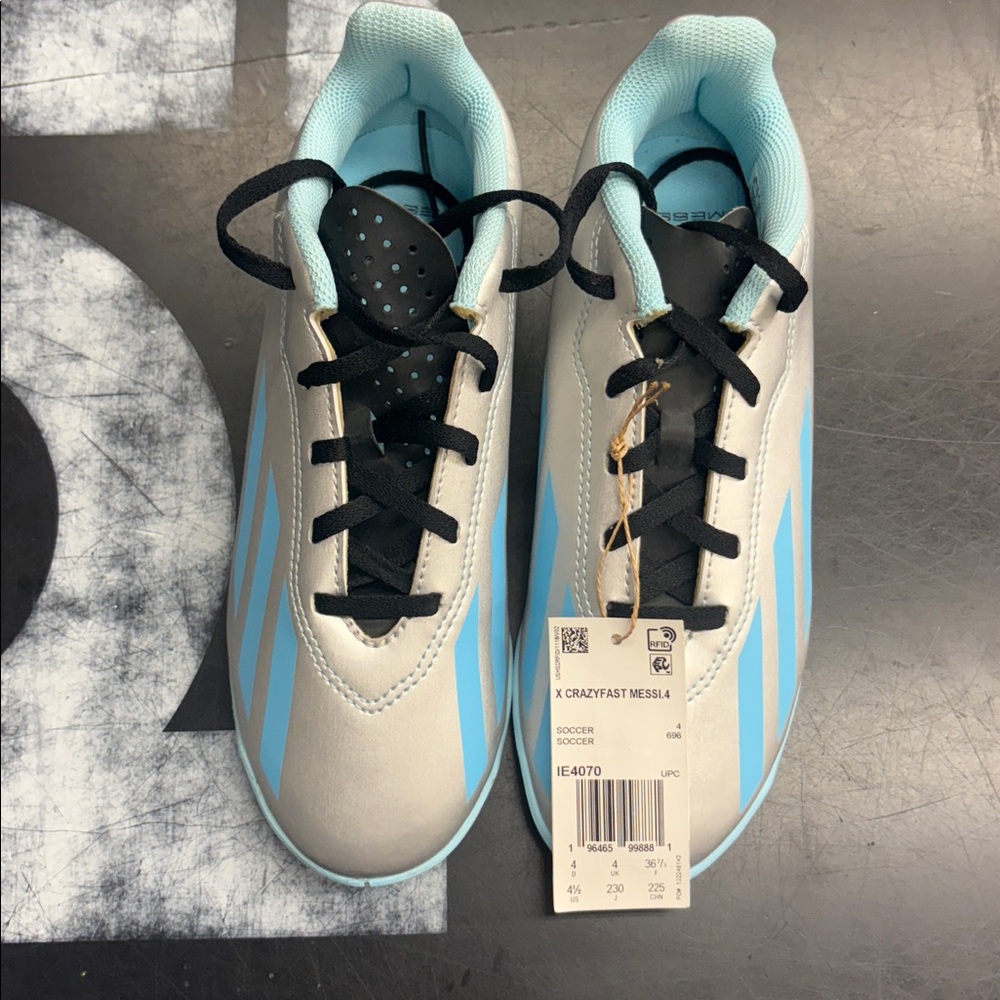 Adidas X Crazyfast Messi.4 White and Blue Soccer Shoes